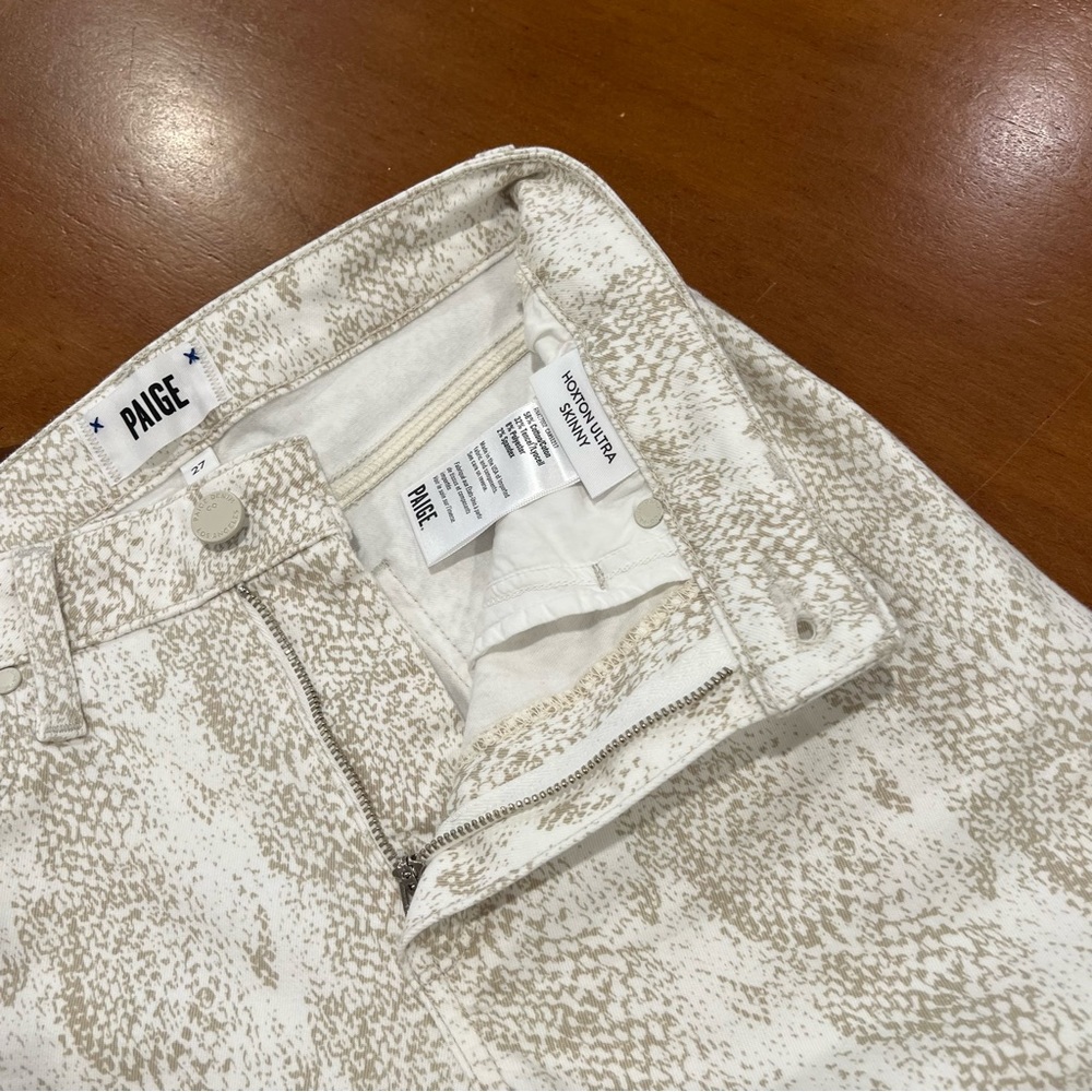 LIKE NEW PAIGE Hoxton Ultra Skinny Jean Sonoran Snakeskin Print‎ 27 White/Tan - Picture 9 of 16